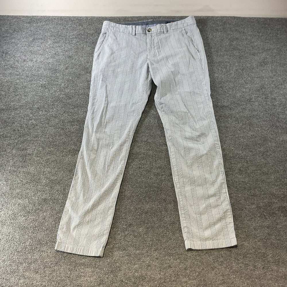 Vineyard Vines Breaker Pant Mens 33x32 Blue White Seersucker Striped Chinos